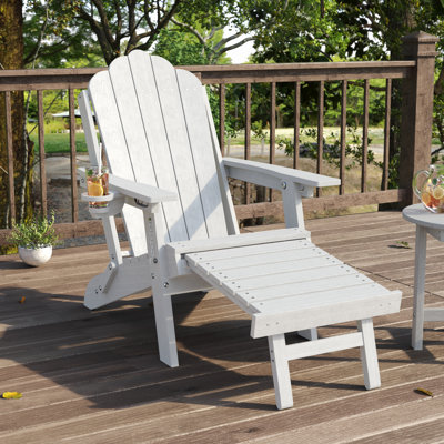 Chaise pliante Adirondack avec repose-pieds rétractable, chaise d'extérieur réglable à 3 positions, assemblage facile et support de dossier ergonomique pour le patio