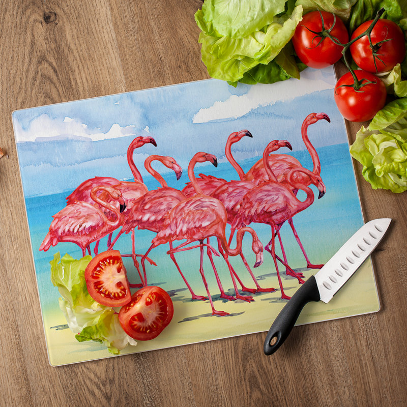 Flamingo Horizon Rectangular Tempered Glass Cutting Board 15" x 12"