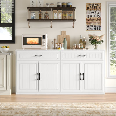 63" Sideboard Buffet Cabinet With Storage, Modern Buffet Storage Cabinet With Drawers, Wood Large Sideboard For Kitchen, Living Room