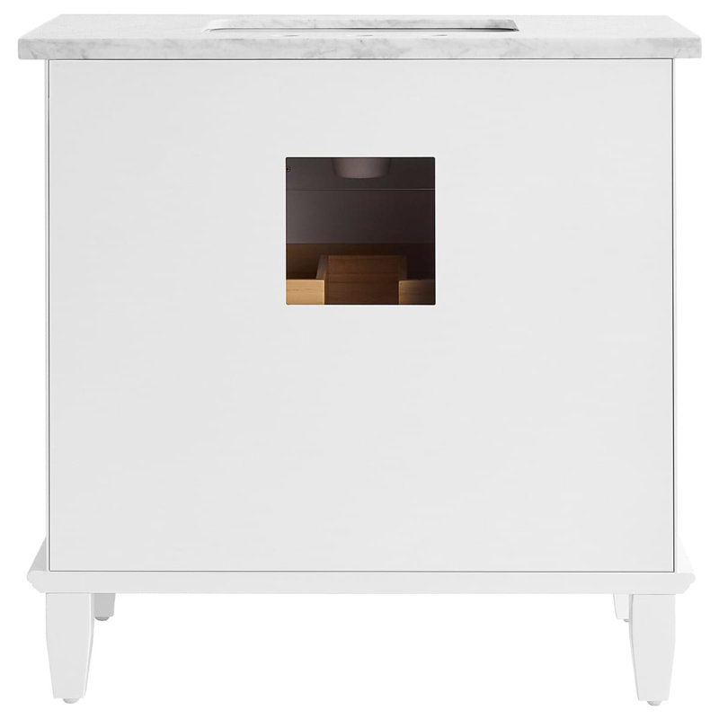 Nora 24" Freestanding Standard Single Bathroom Vanity with Top, Gray, White Carrara Marble, 24"