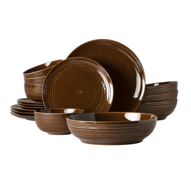 Tiva Porcelain Dinner Plate, Brown