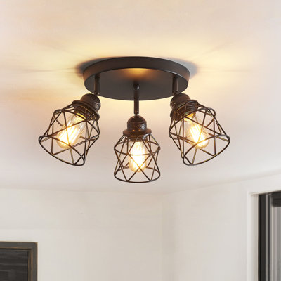 Jozlyn 3-Light Semi Flush Mount, Adjustable Kitchen Light Fixtures with E26 Base, Multi-Directional Lamp for Hallway, Dining Room, Farmhouse, Entryway
