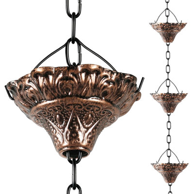 Rain Chains for Gutters with 12 Cups, Adjustable Rain Catcher Chain