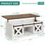 Table basse de style campagnard, table basse à plateau relevable avec rangement et porte de grange à rainures coulissantes, table centrale rustique pour le salon