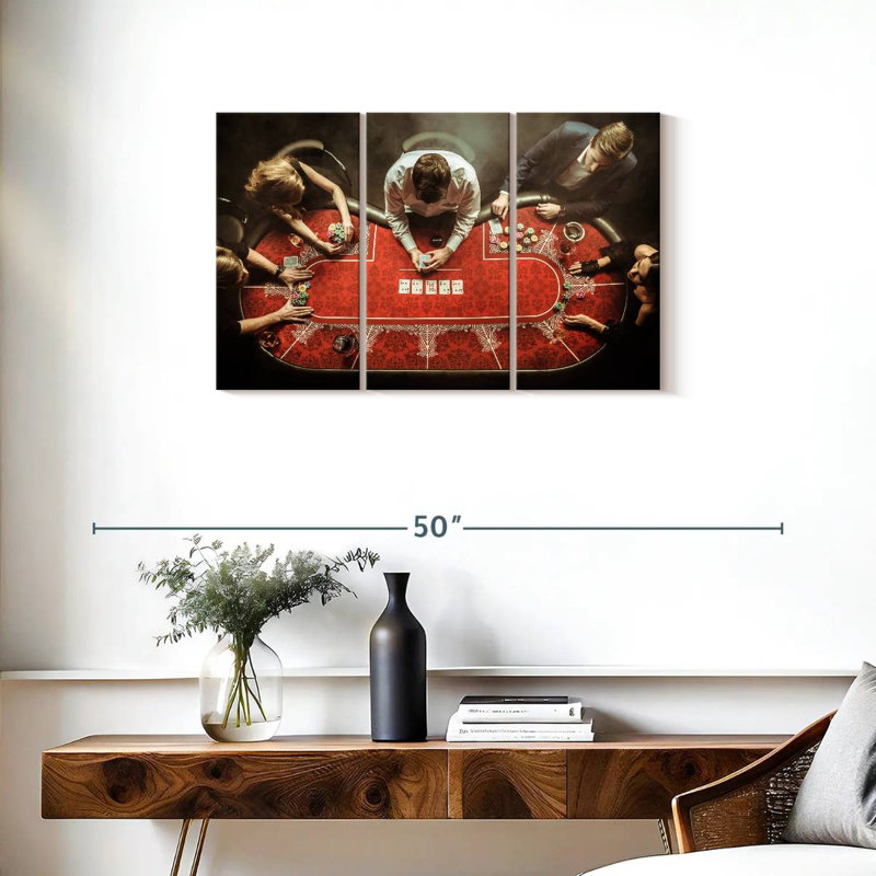 Senne Red Poker Game, 20" H x 33" W