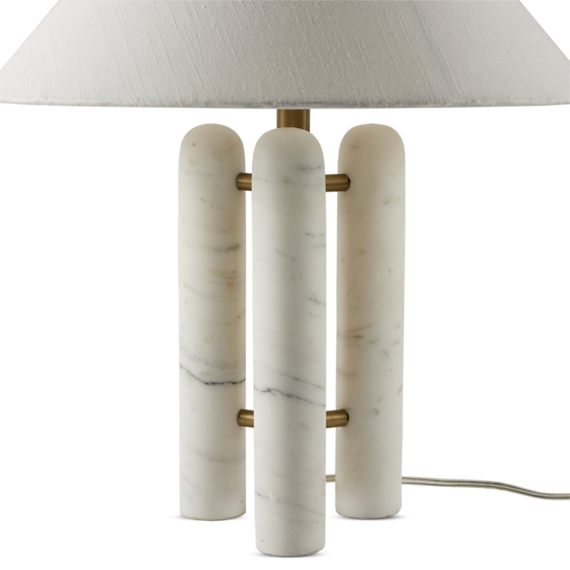 Lampe de table en marbre Yurt, Polyester, Blanc, Blanc