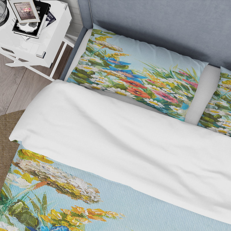 Still Life Of Colorful Wildflowers I - Ensemble de housse de couette traditionnel - Microfibre de polyester