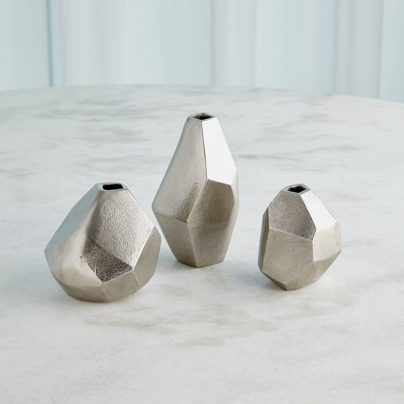 Handmade Aluminum Table Vase, Nickel
