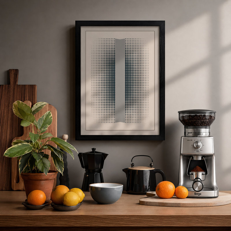 Halftone Forms Geometric - Framed Print, Black, A3 - 42.0 x 29.7 cm