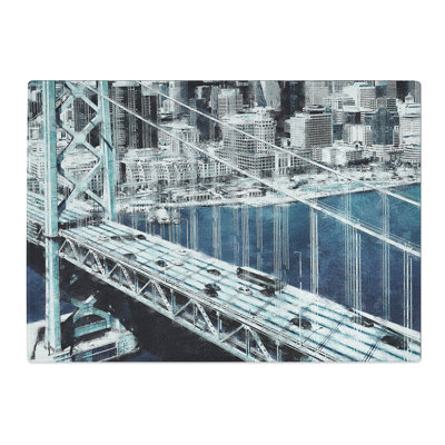 Tempered Glass San Francisco Oakland Bay Bridge Abstract Chopping Board