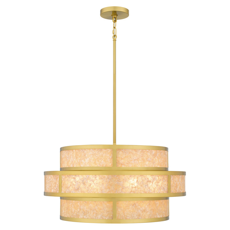 Luminaire suspendu en or brossé 6 lumières Mekih