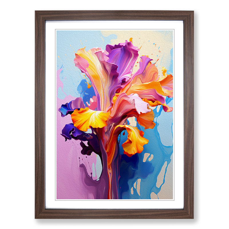 Iris Flower Pop - Framed Print, Walnut Framed, 64cm H x 46cm W x 2cm D