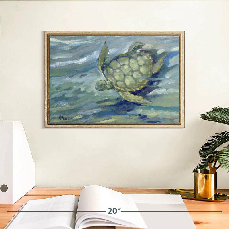 Tortue de mer East Point, Cadre flottant en bois naturel, 13 po x 9 po