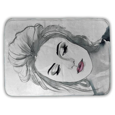 Watercolor delicate woman Bath Mat with Non-Slip Backing - Quick Dry Memory Foam Bathroom Rug - Absorbent - Modern Plush Spa-Style - Machine Washable