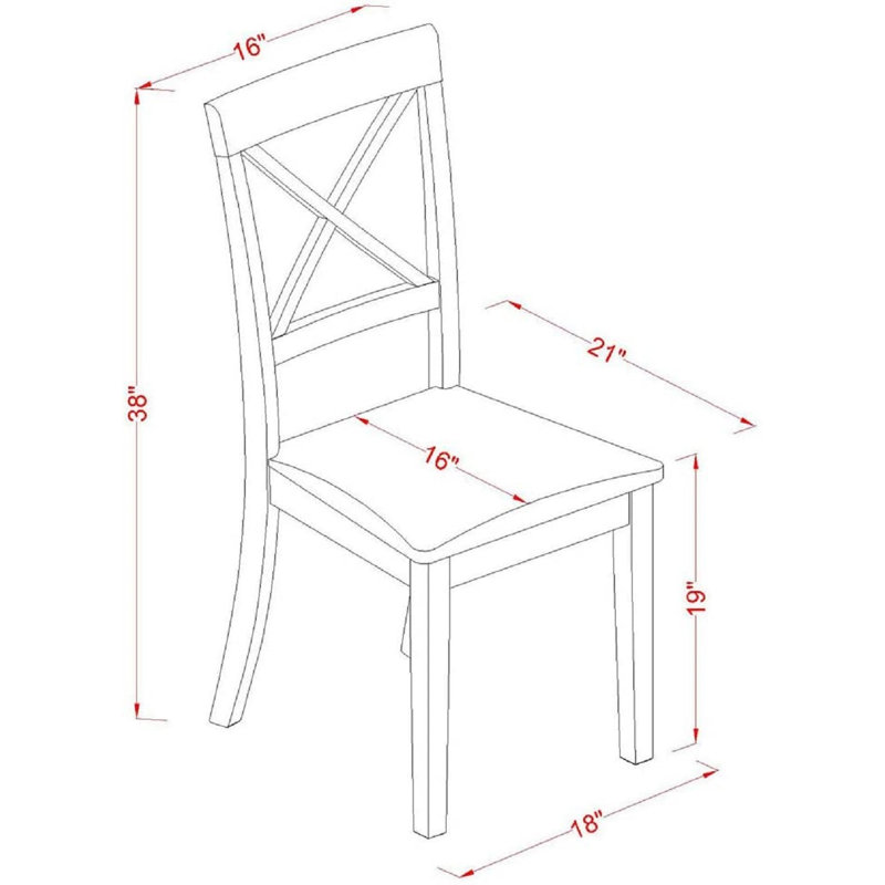 Boston Dining Room Chairs - Cross Back Solid Wood Seat Chairs, Set of 2, Linen White, White