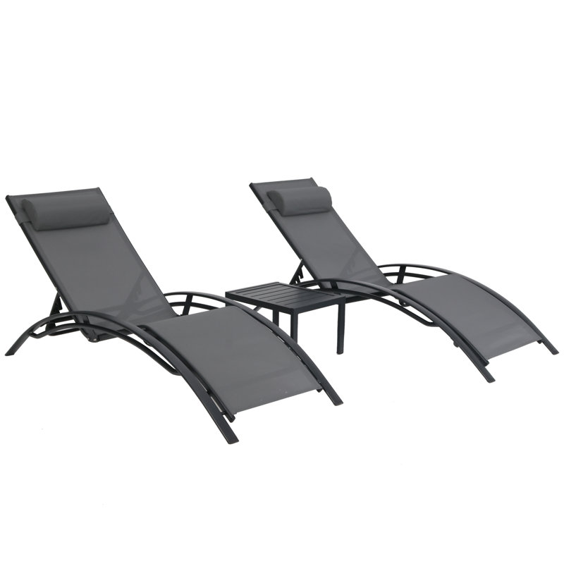 Aluminum Patio Chaise Lounge Set With Table