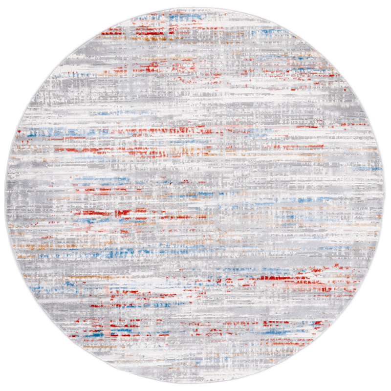 Shivan 100 Performance Abstract Rug, Round 6'7"