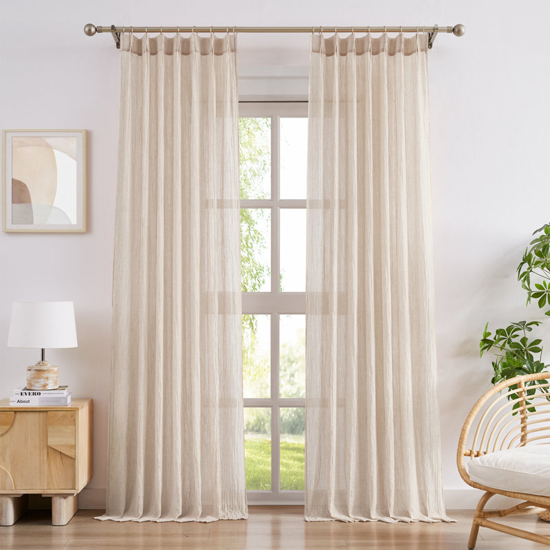 Paire de rideaux en mélange de coton, 40" W x 96" L, Light Beige