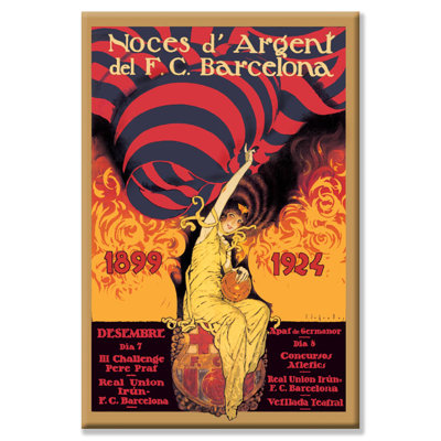 «noces dargent del f.c. barcelonaj. « segrelle », affiche rétro sur toile tendue