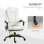 Fauteuil de bureau massant avec 7 points de vibration, dossier haut inclinable, repose-pieds rétractable, finition blanche, capacité de 135 kg