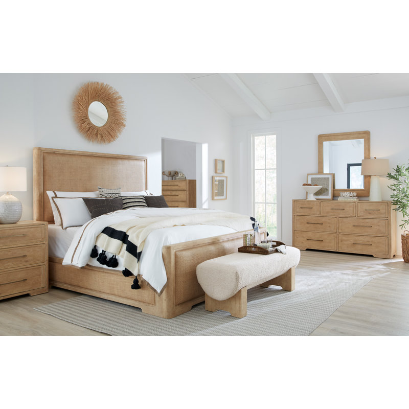 Beige Upholstered Transitional Bedroom Bench with Wood Legs