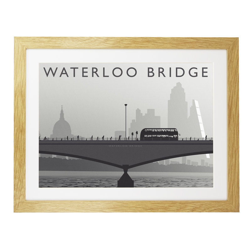 Waterloo Bridge - Print, 30cm H x 40cm W x 3cm D, Oak Framed