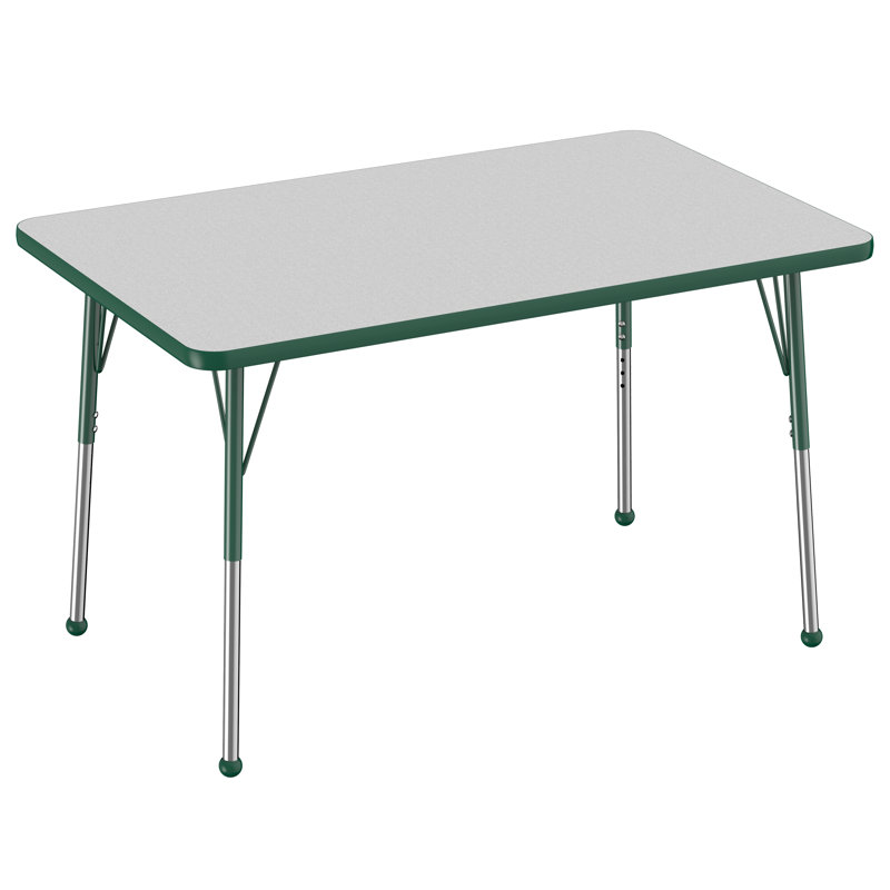 Rectangular Classroom Table, Gris, vert