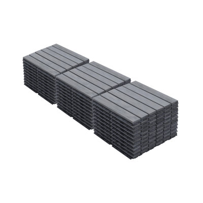30 tuiles de terrasse en bois d'acacia emboîtables, 12 po x 12 po - Revêtement de sol extérieur imperméable pour terrasse, balcon, bord de piscine