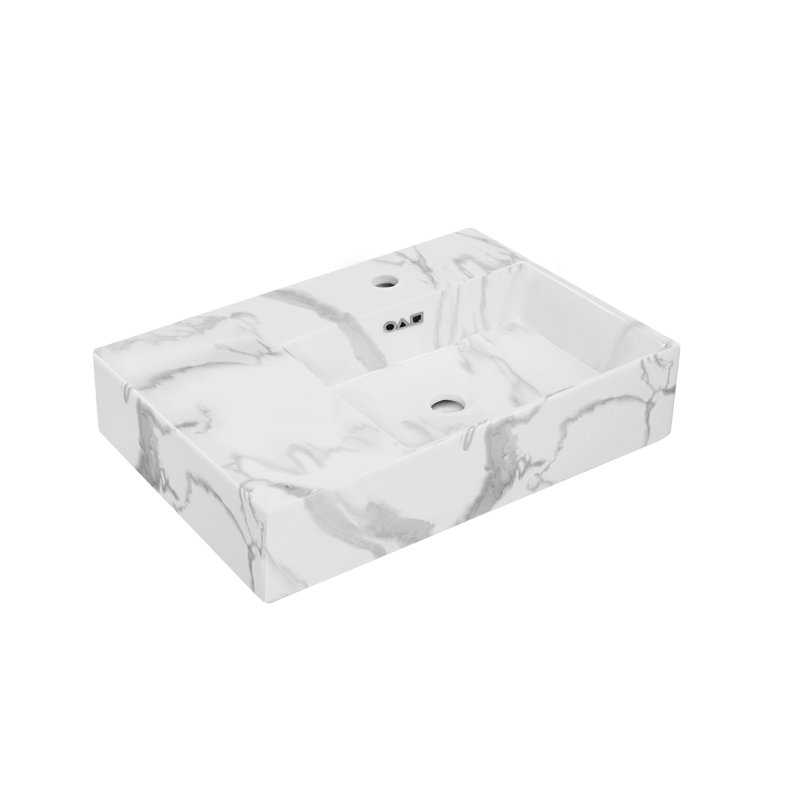 St. Tropez 24" Right Side Faucet Wall-Mount Bathroom Sink In White Marble