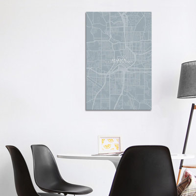 Atlanta City Map Simple Colour - Wrapped Canvas Print