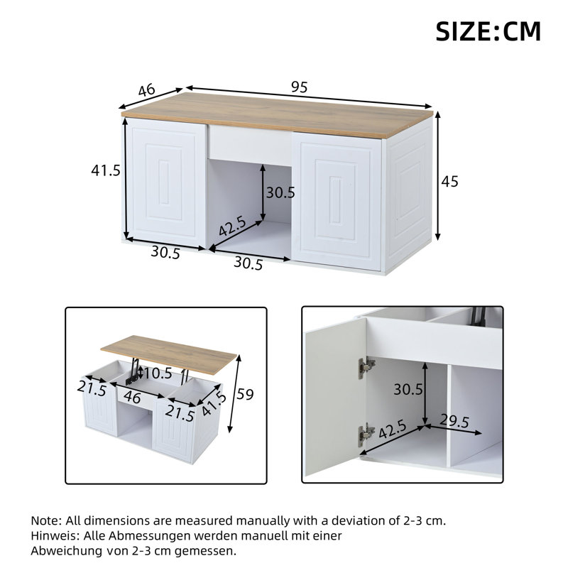 White Lift-Top Coffee Table with Storage
