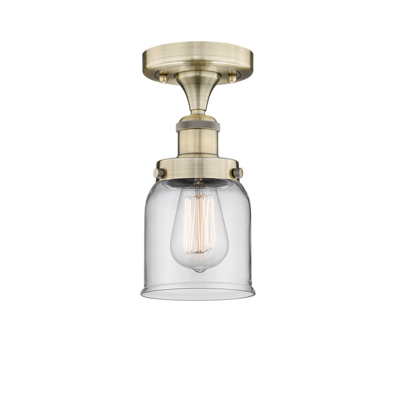 Plafonnier semi-encastré Pontus, Transparent, Laiton antique