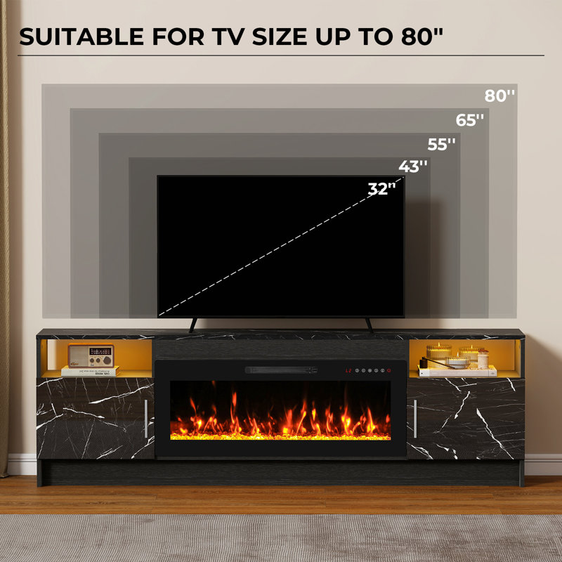 Electric Fireplace TV Stand, Marble