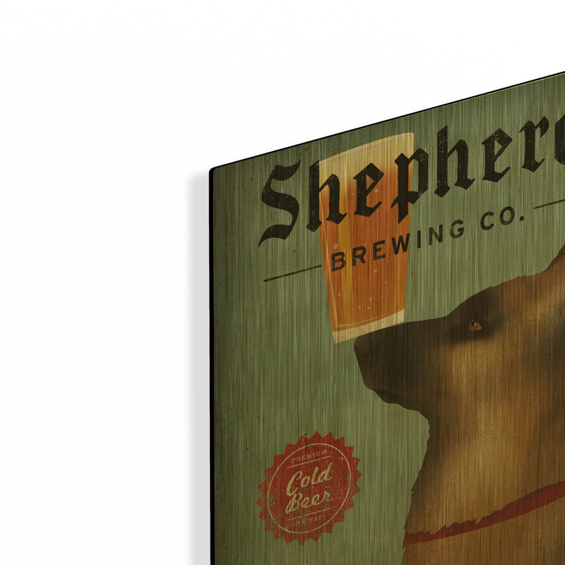 «Shepherd Brewing Co Pittsburgh» par Ryan Fowler, art mural en métal doré, 12 po x 16 po, 12 po x 16 po