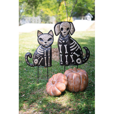  Ensemble de deux présentoirs rustiques d'Halloween squelette - 38 po
