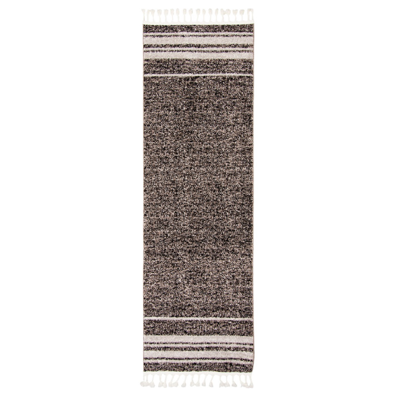 Tapis taupe / noir Whittney Earth, Tapis de couloir 2 pi 7 po x 8 pi 4 po