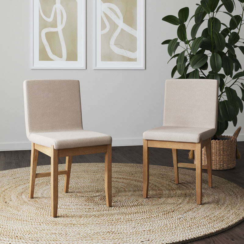 Chaise d'appoint rembourré, Lin naturel / brun clair, 2