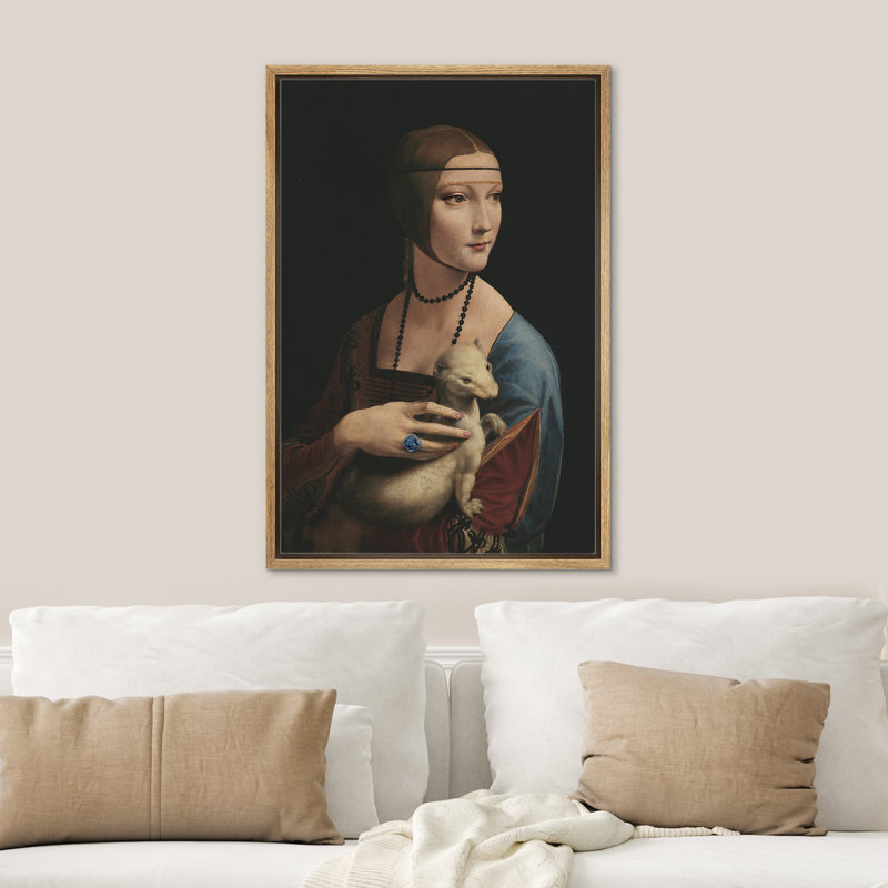 «Lady Ermine Classic Portrait», H 36 po x l 24 po, Cadre naturel flottant