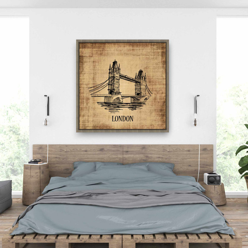 Tower Bridge Illustration - Framed Canvas for Home Decor