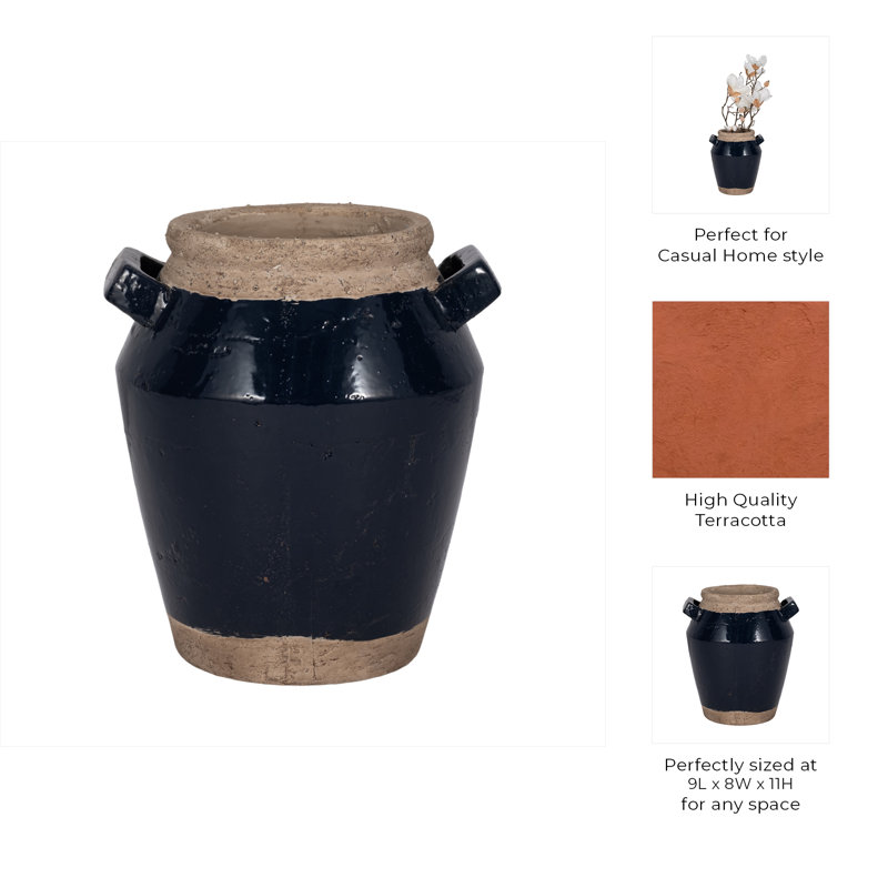 Modern Terracotta Table Vase for Home Decor Accent - Sculptural Tall Flower Vase for Living Room, Shelf, and Entryway Styling