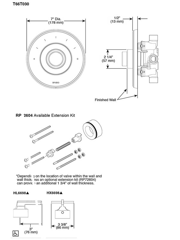 Levoir® Sensori® Thermostatic Valve Trim, Polished Nickel, Lever