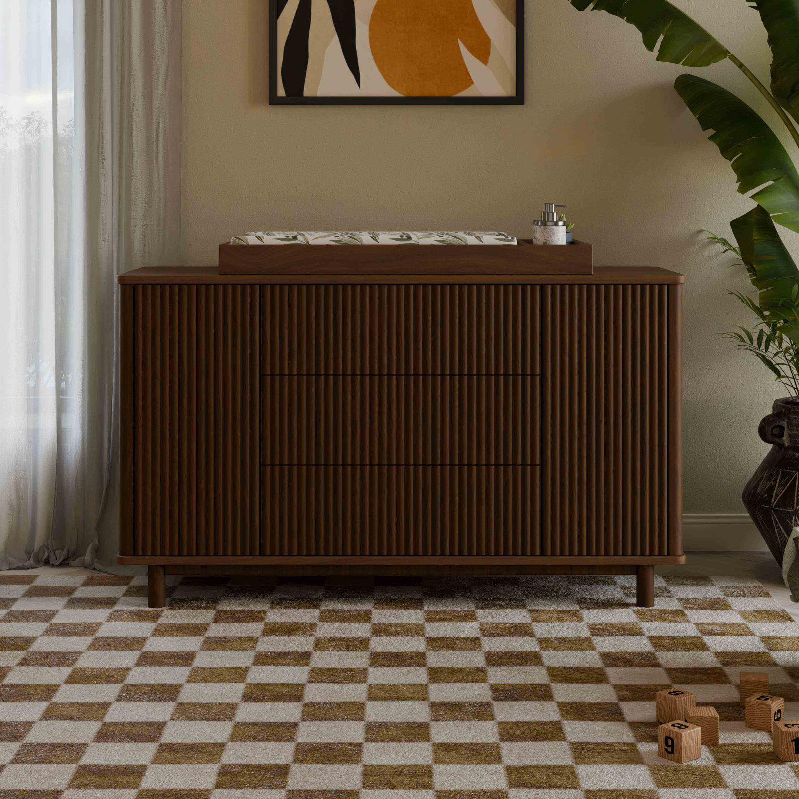 Pogo Tambour Dresser, Natural Walnut