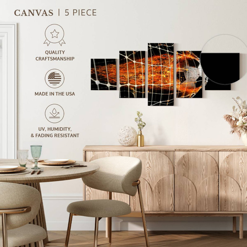 Flaming Soccer Ball, 42" H x 92" W