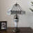 Tiffany Table Lamp White Hexagon Stained Glass Shade Metal Base LED Bulbs Included-1500979557