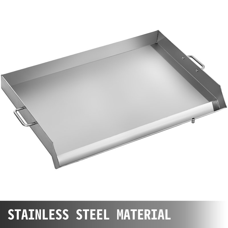 32" x 17" Silver Stainless Steel Flat Top Griddle with Handles