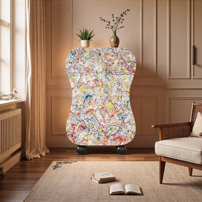 Artistic Abstract Solid Wood Storage Cabinet