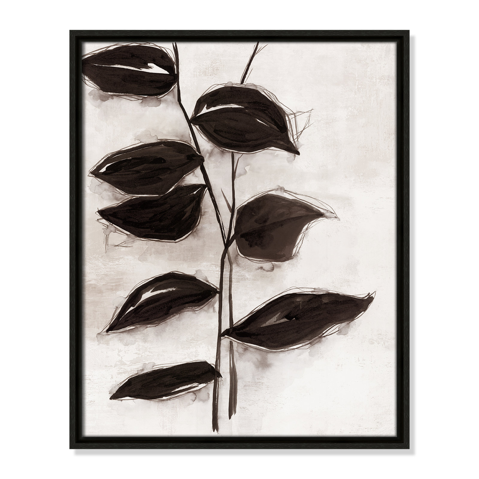Leaves I by Eva Watts, 21.5" H x 17.5" W x 2" D, Espresso Framed