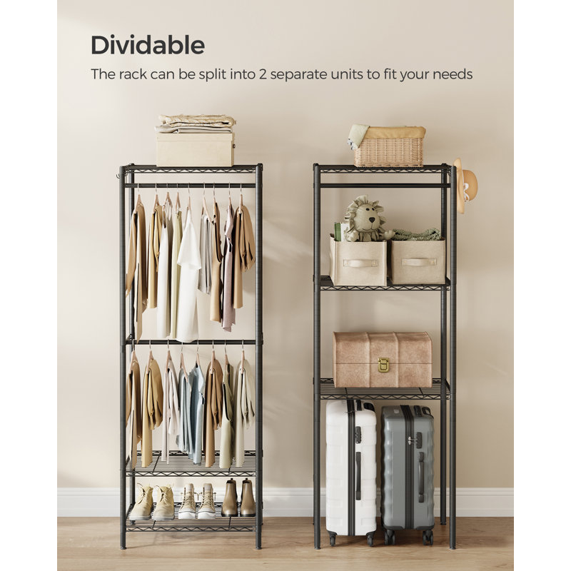 Gretchine 175cm Industrial Pipe Clothing Rack, Black