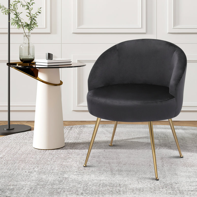 Fauteuil de lecture rembourré en velours, Velours noir