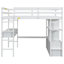 Full Size Loft Bed with Built-in Desk, Drawers & Storage Shelves, White